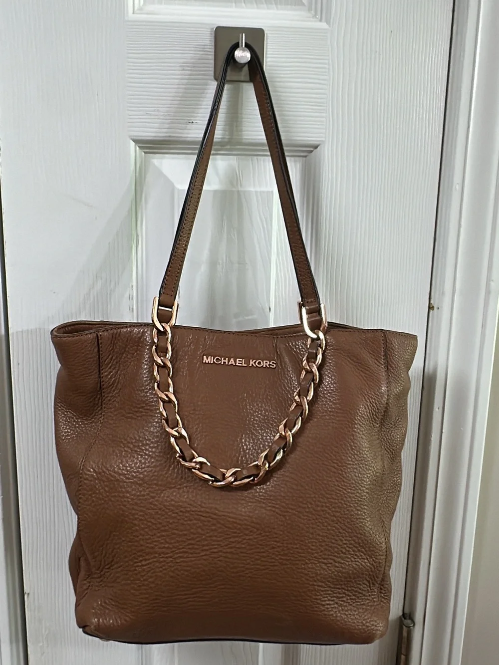 Michael Kors Harper Luggage Brown Leather Medium North South Tote. (Bags 21)